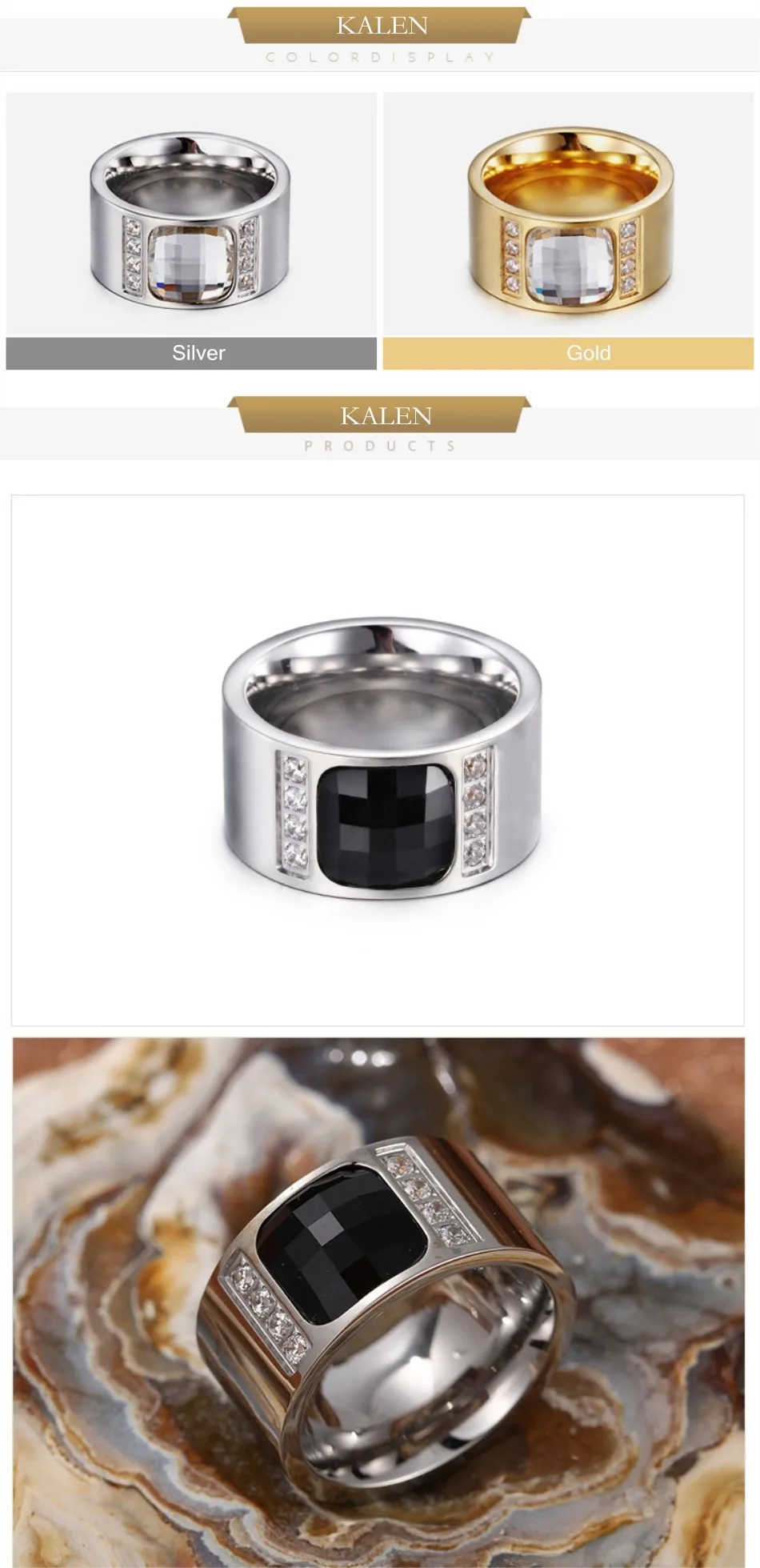 Kalen новые кольца серебристого цвета из нержавеющей стали Anillo Hombre Femme Размер 6-9 горный хрусталь дешевые обручальное кольцо аксессуары Подарки