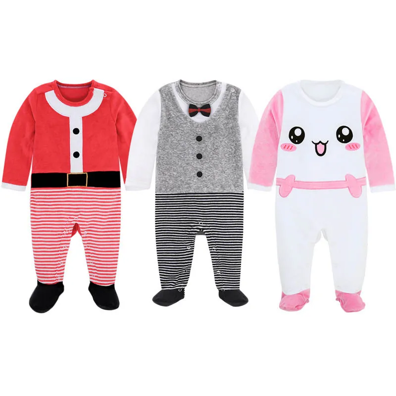 Осенне-зимние Бархатные детские комбинезоны для новорожденных теплая одежда с