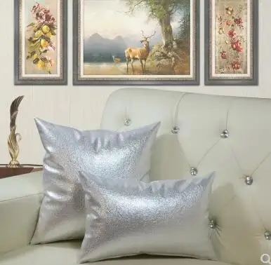 European post-modern shiny double-sided metallic PU cushion cover immitation leather pillowcase backrest pillow covers indoor | Дом и сад
