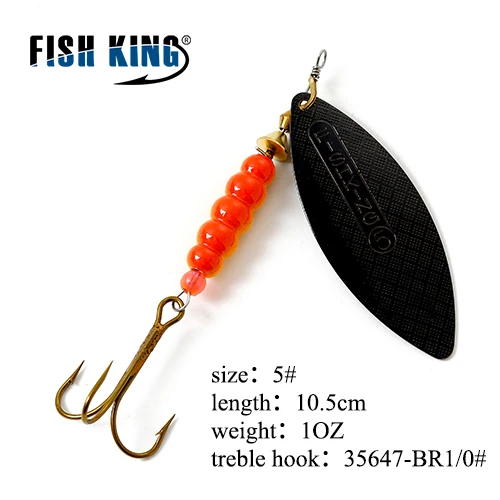 Fishing King 4 цвета 0#-5# spinner ложка приманки с металлической жесткой приманкой с тройным крючком рыболовные снасти Pesca - Цвет: Черный