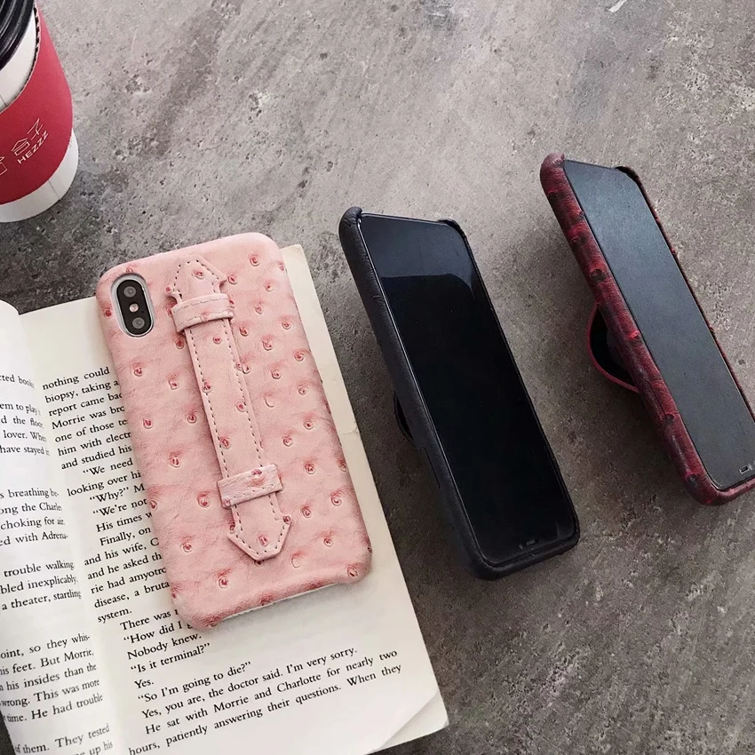 Страусиная Сетка Кожаный чехол для Iphone X Xs Max XR анти-падение жесткий iPhone 7 8 Plus 6 6s