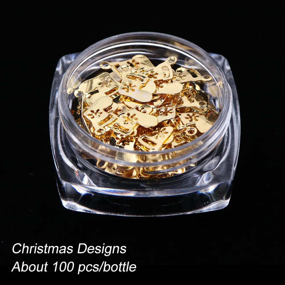 6 box Рождество золотом металлизированные для дизайна ногтей украшения новогодняя