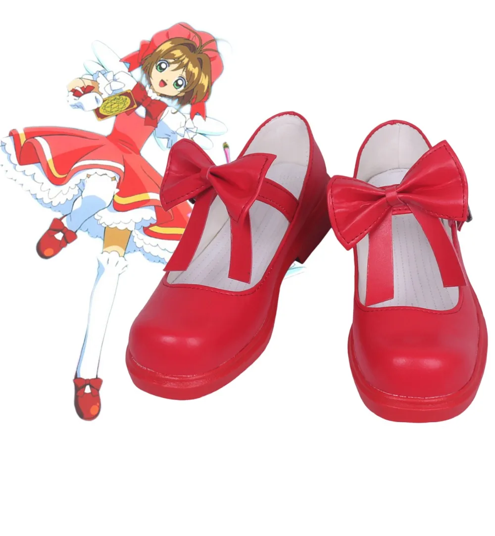 Card Captor Sakura четкие карты Сакура Косплэй обувь красный индивидуальный заказ|Туфли|