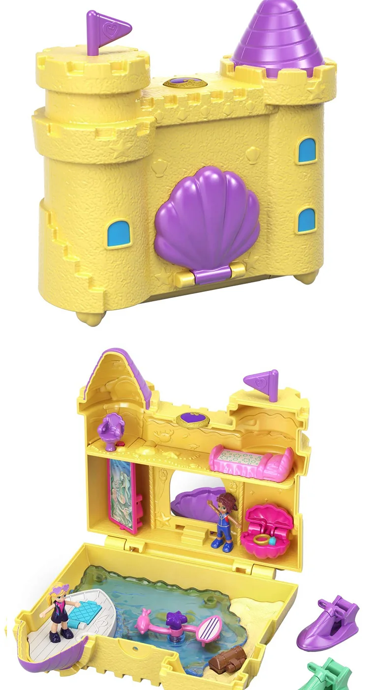 Polly Pocket Мини-кукла для девочек, 10 стилей, скрытая сцена в мире, девичий домик, куклы, оригинальные игрушки для детей, Русалочка, детская игрушка, реборн