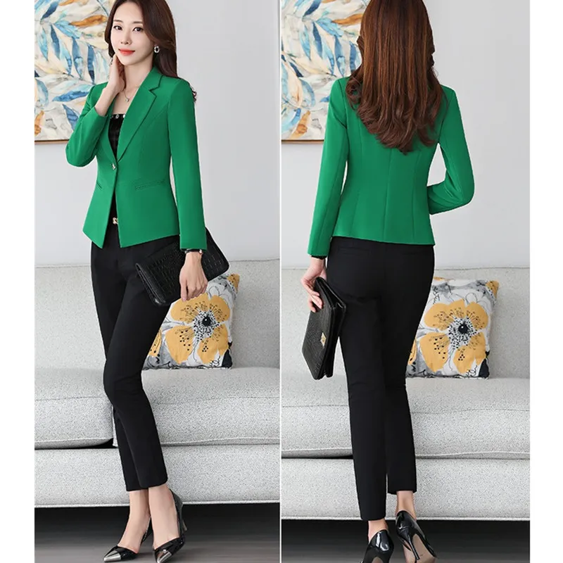 

Autumn Winter Women suit jacket Short Blazers casual Tops black one button slim business coat large size Solid female jacket 4XL