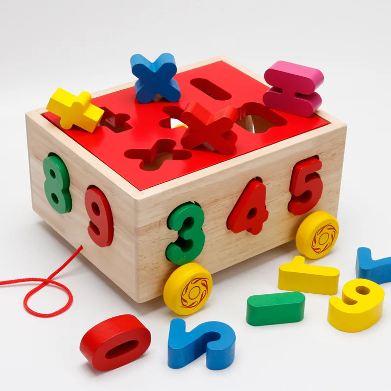

Wooden trailer toy shape digital pairing color cognition early childhood children's educational toys birthday gift M111