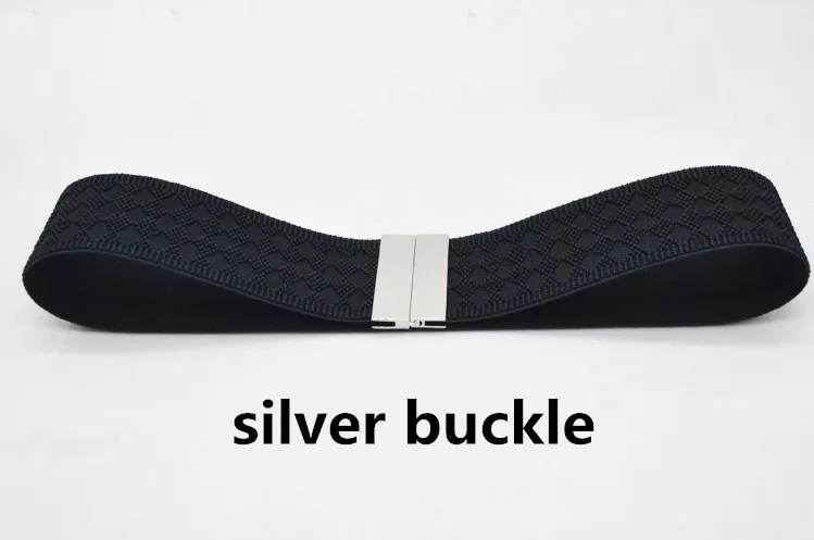 silver black Дизайн пояса эластичные пояса для женщин черный красный широкий пояс-ремень платье украшение пальто Золотая Пряжка Прямоугольник Серебряный - Цвет: silver black