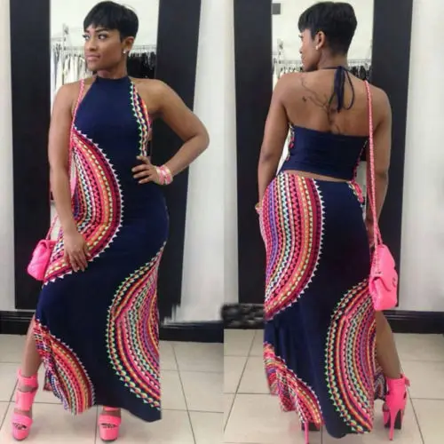 Женское платье макси в стиле бохо Hawiian летнее пляжное повседневное вечернее без