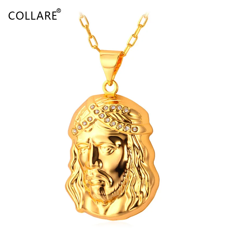 

Collare Jesus Head Pendant Men Gold/Silver Color Religious Jesus Piece Necklace Women Christian Jewelry P879