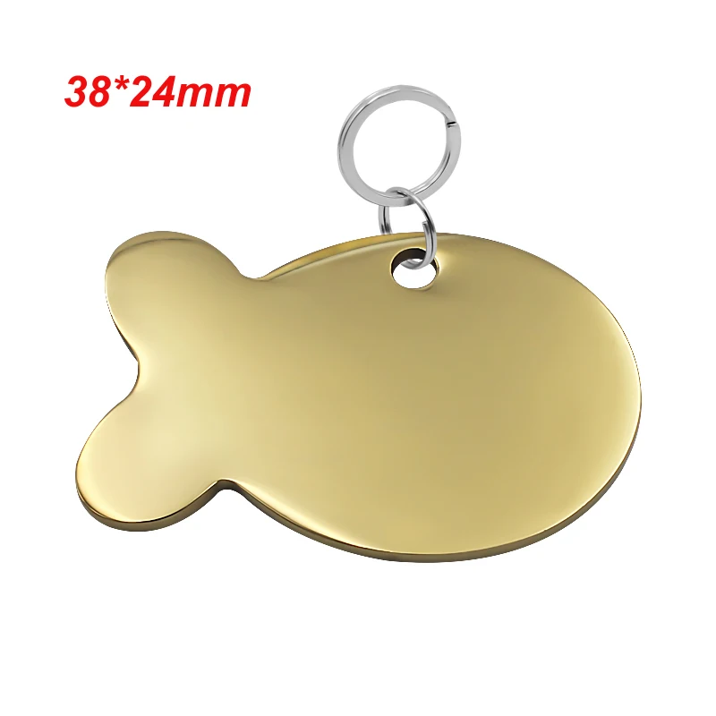 Gold Fish L Бирки для домашних животных, персонализированные бирки для собак с гравировкой, ошейник для собак, подвеска, имя телефона, индивидуальная бирка для собак, кошек - Цвет: Gold Fish L