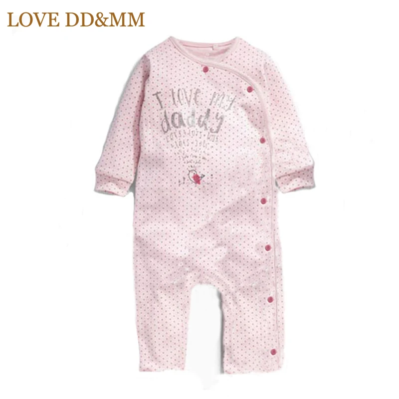 LOVE DD& MM/детские комбинезоны для мальчиков, одежда для новорожденных, хлопковые комбинезоны с длинными рукавами и надписью «I Love My Mummy& Daddy» для маленьких девочек