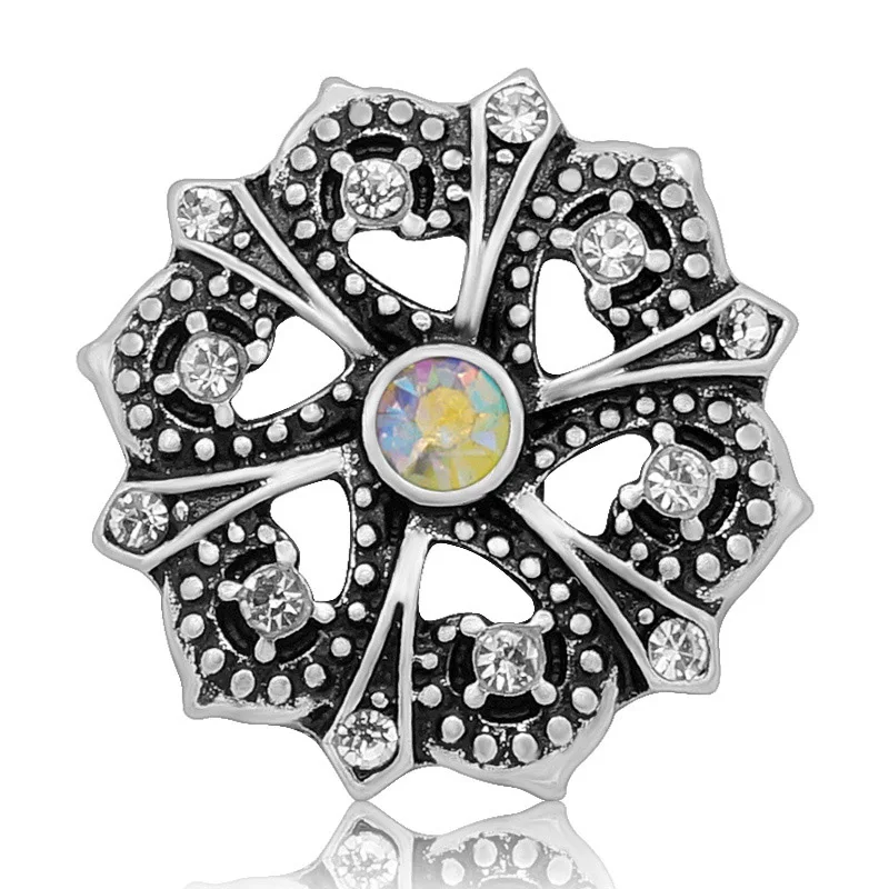 Новый KZ3140 очаровательные Красочные цветы полые Стразы узор 20 мм кнопки подходит