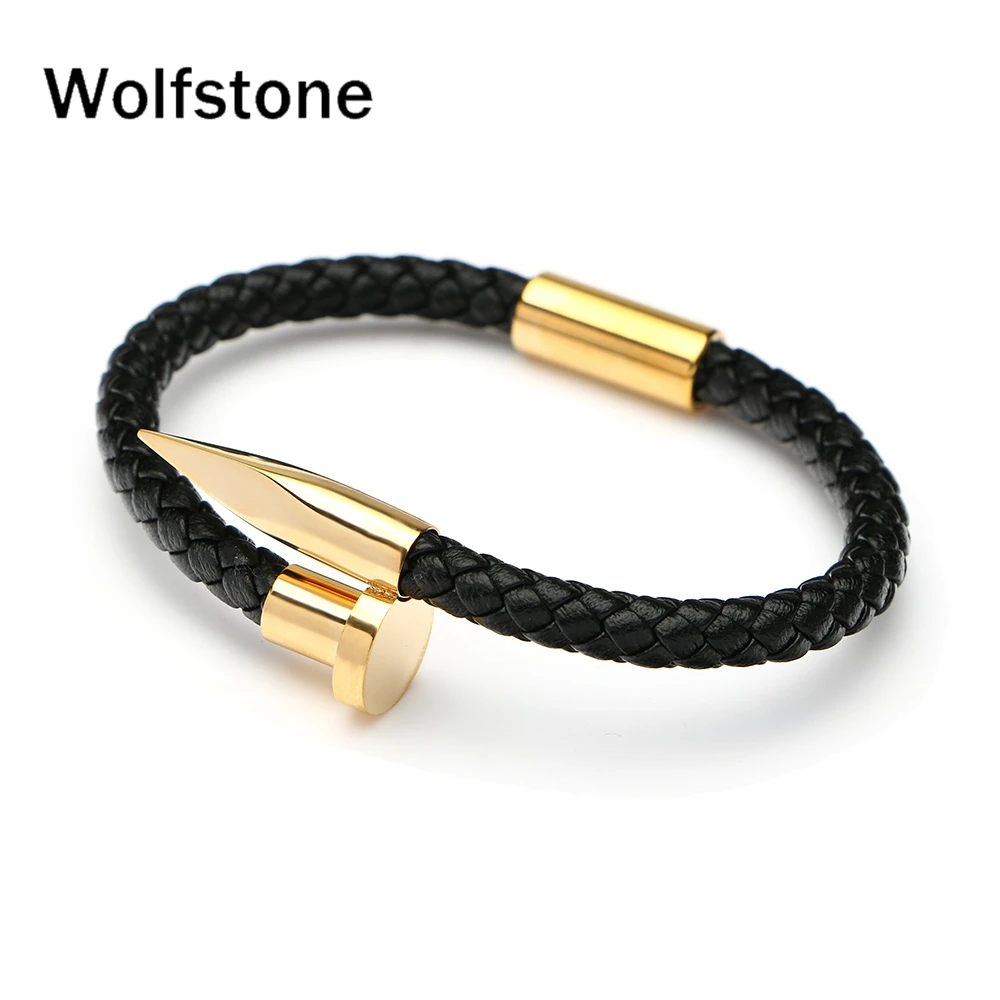 Wolfstone смешивания Цвет бренд натуральной кожи наппа 316L Титан Сталь любовь ногтя