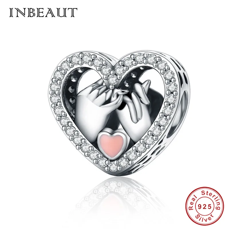 INBEAUT, 925 пробы, серебряные подвески в виде сердца, подходят к оригиналу, браслет для мамы и сестры, милые бусы для маленькой девочки, изготовление ювелирных изделий - Цвет: s167