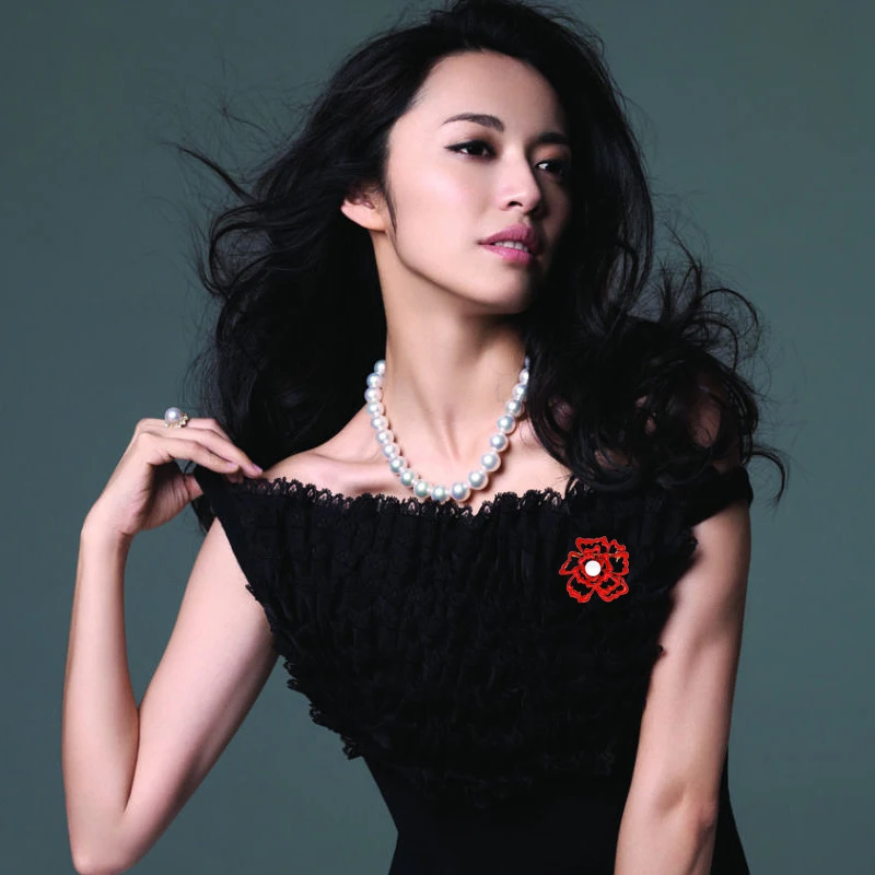 Zhen томоми красного цвета пион пирсинг элегантные женские имитация жемчужина