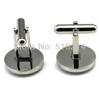 Customize Wholesale 316L Stainless Steel Plain Round Shiny Blank Cufflinks Wedding Gift Mens Shirt Cuff links Laser Logo TG052C