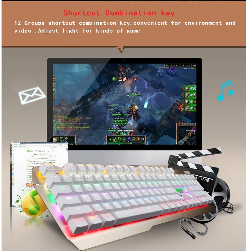 TEAMWOLF Vodstorm CIY механическая клавиатура 104key Черный Синий переключатель с подсветкой игровая клавиатура для ноутбука PC gamer русская наклейка