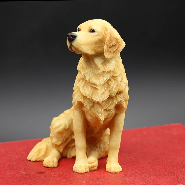 Золотой ретривер Собака Ручная роспись Статуэтка Смола Статуя Коллекционная