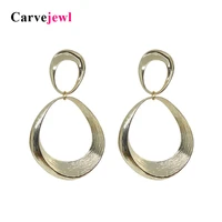 carvejewl big post earrings two irregular round brushed circle drop dangle earrings for women jewelry new fashion earring hot
