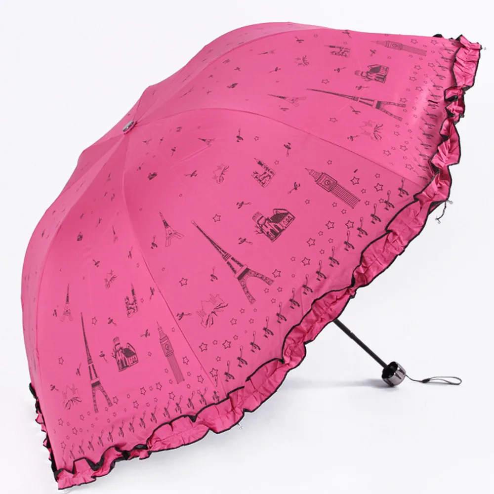 Корейский Apollo юбка принцессы Зонт Черный Резиновая Париж железная башня