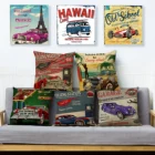 Наволочка для подушки с изображением классических автомобилей, модные декоративные подушки для дома, Квадратные наволочки 45*45, льняная наволочка