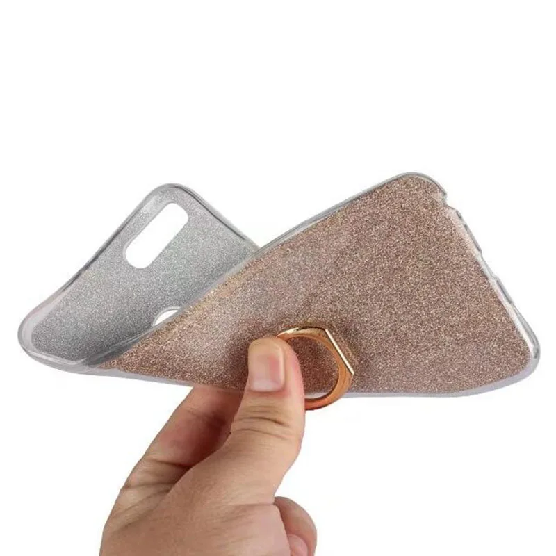 Cover Phone Case For Xiaomi Mi 5X MI5X 5.5&quot TPU Gel Silicone Protection Transparent Shell Flash Glitter Powder Finger Ring Stent |