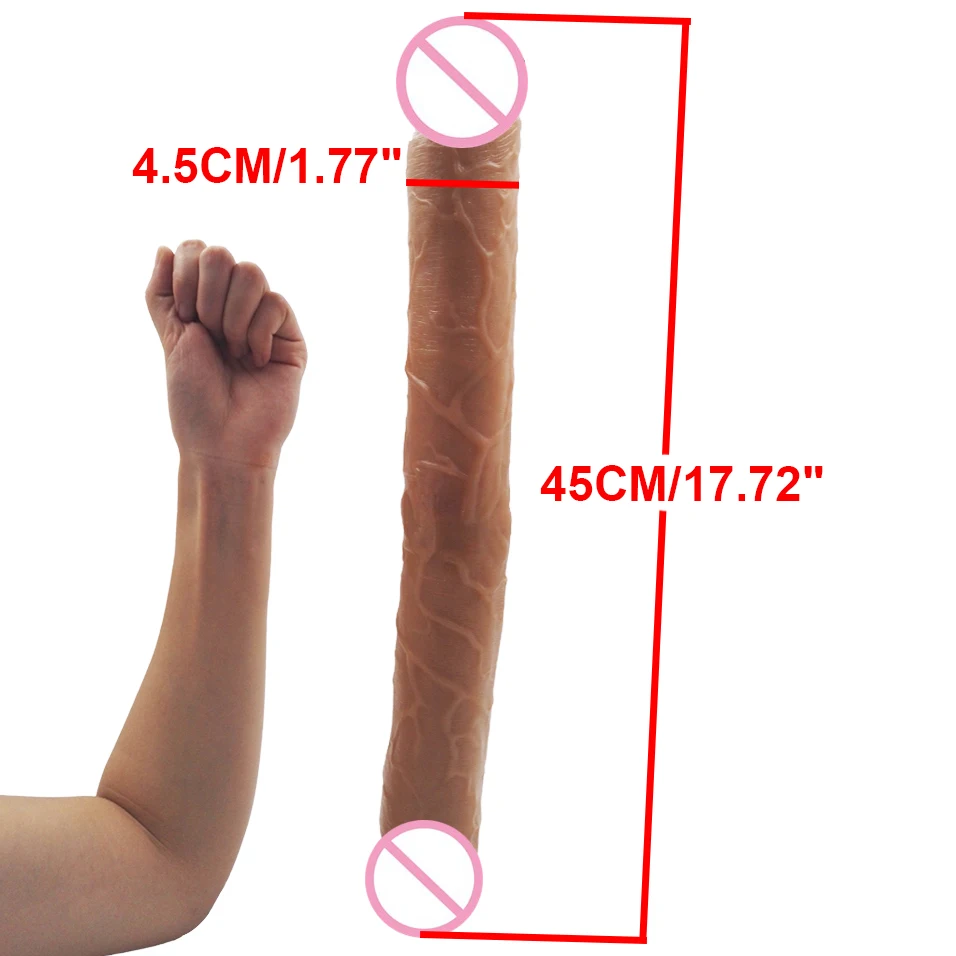 CamaTech 45 см супер длинные Двойные головки фаллоимитаторы силиконовый
