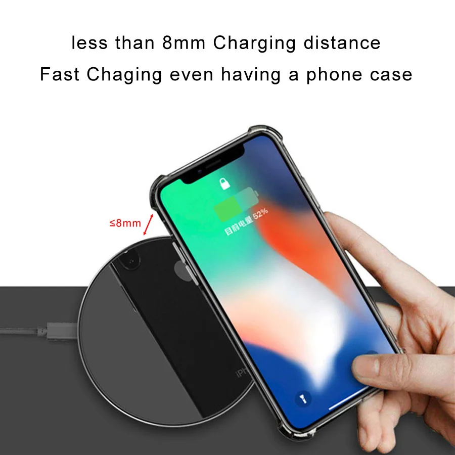 Быстрое беспроводное зарядное устройство SUMPK Qi для iPhone 8 / X Plus Samsung Galaxy S8 S7 +/S9 |
