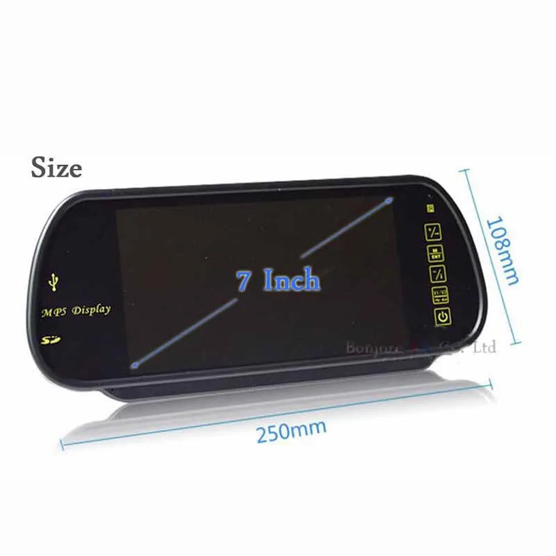 7 дюймовый ЖК TFT Автомобильный зеркальный монитор 1024*800 Bluetooth MP5 плеер с USB SD слотом