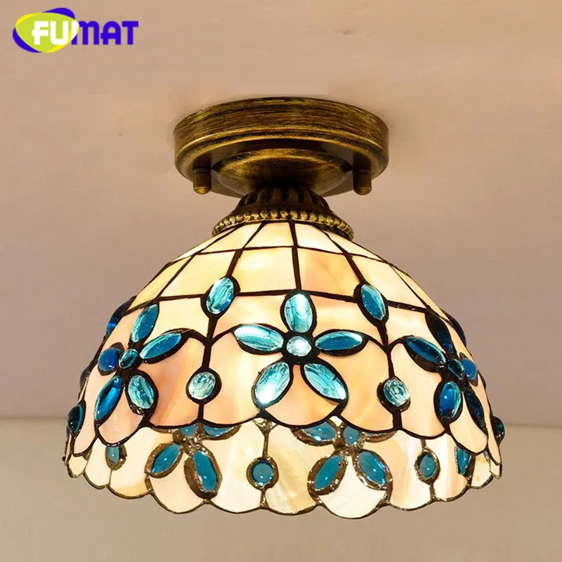 FUMAT потолочные светильники лампа Tiffany Витражная plafondlamp светодиодная