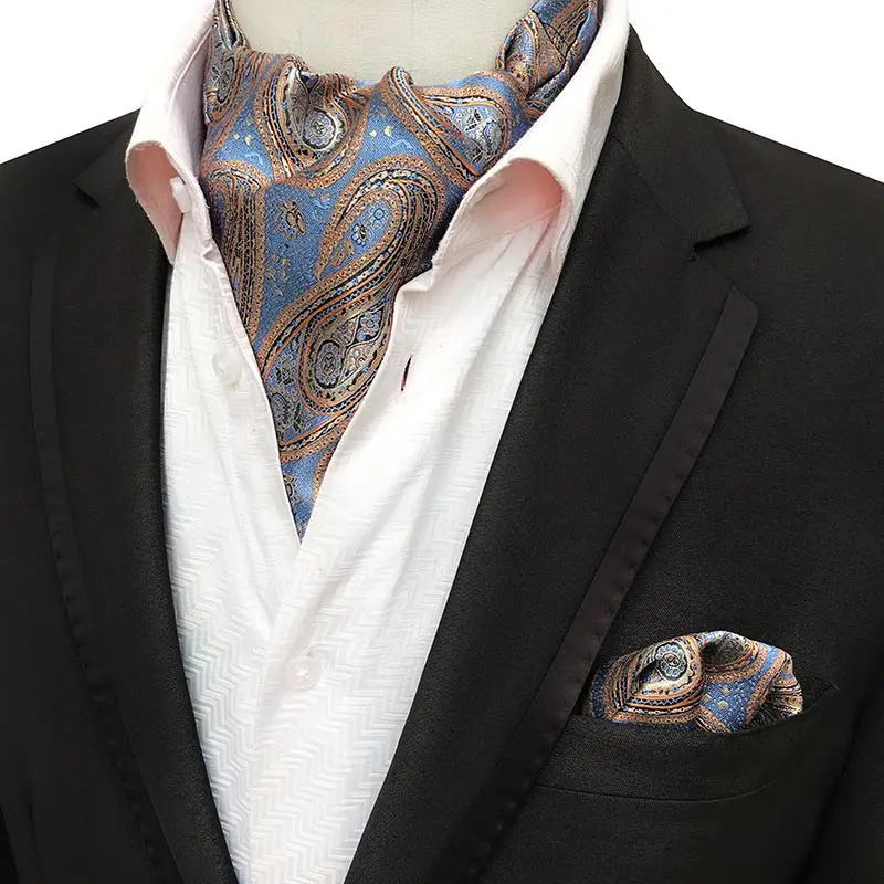 Style 22 Роскошные мужские Галстук Набор Шелковый Пейсли Цветочный Жаккард Ascot наборы шейных платков карман квадратный для Бизнес Свадебная вечеринка - Цвет: Style 22