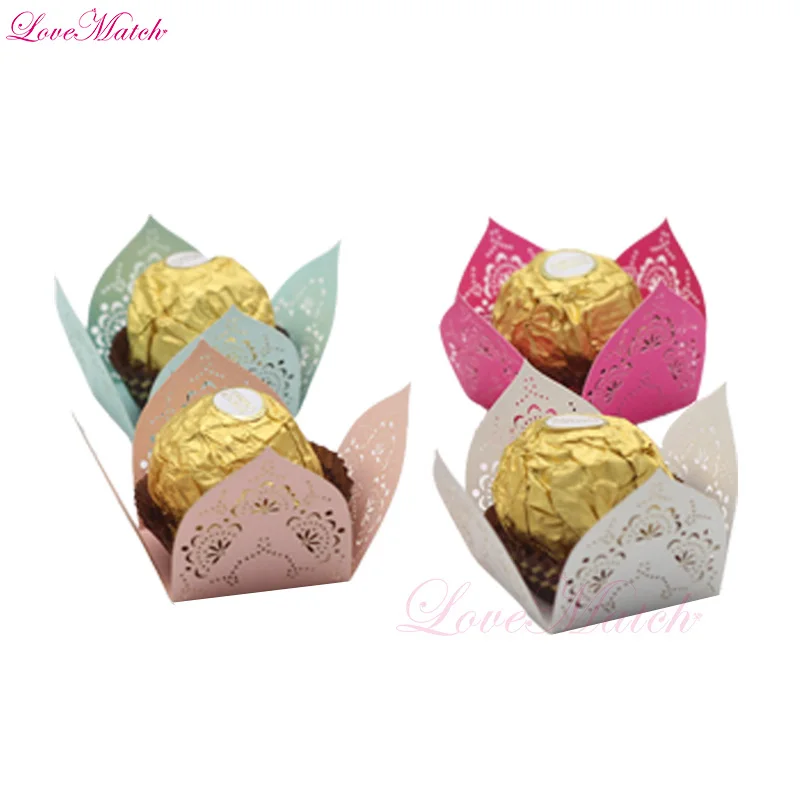 50 шт./лот с цветами лазерной резки точка моноблок Baby Shower коробка конфет свадебный