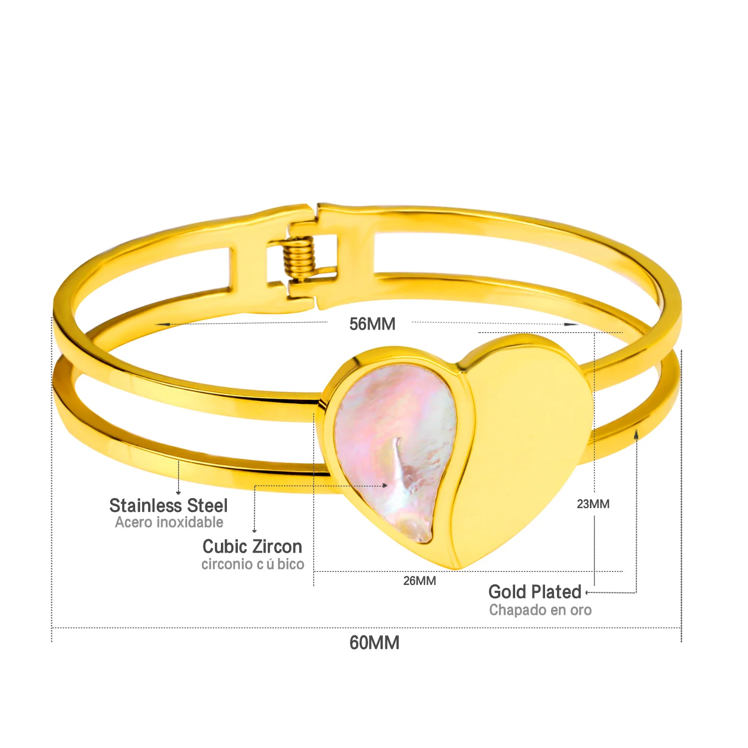 LUXUSTEEL pulseras mujer Gpld Heart Cuff Bangles pulseira Classic Style Stainless Steel Hollow Out friendship bracelets Party | Украшения и