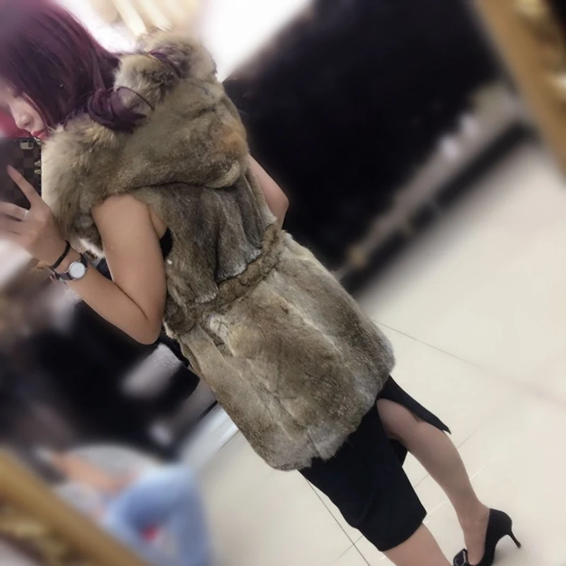 (TopFurMall) женский модный жилет из натурального кроличьего меха облегающая Талия