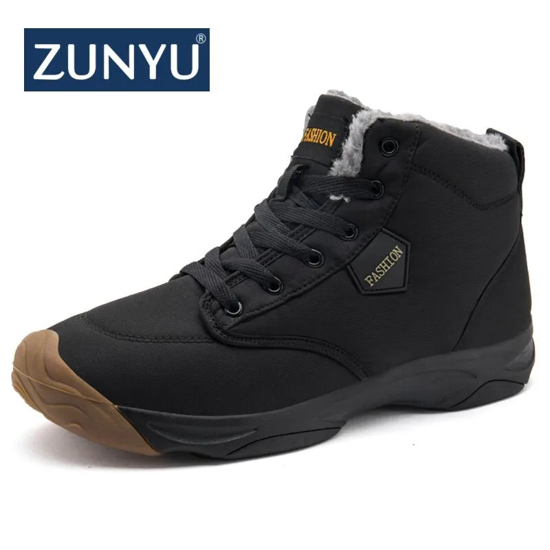ZUNYU/Новинка модная мужская зимняя обувь однотонные зимние ботинки с плюшевой