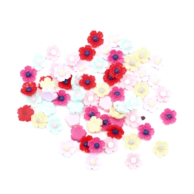 7x7mm-100pcs LF 100-50 штук, искусственный бриллиант из смолы цветы 10x10 мм Украшения кабошон с плоской задней частью украшения для Скрапбукинг аксессуары «сделай сам» - Цвет: 7x7mm-100pcs