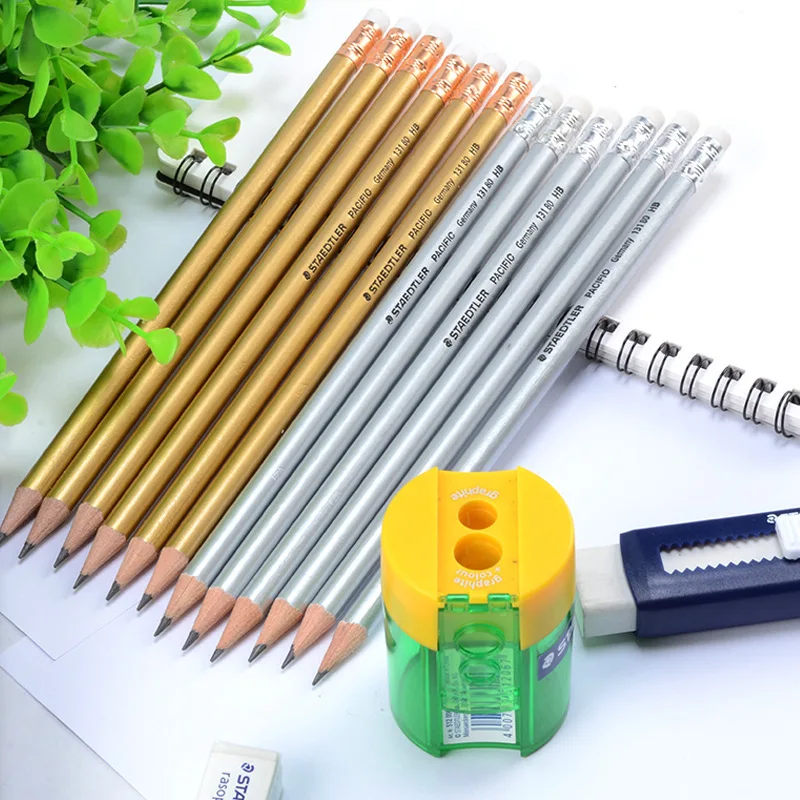 12 шт. STAEDTLER 131 80 C12 цветной стержень для карандаша с ластиком карандаш школьные канцелярские принадлежности офисные принадлежности Студенческие карандаши для письма HB