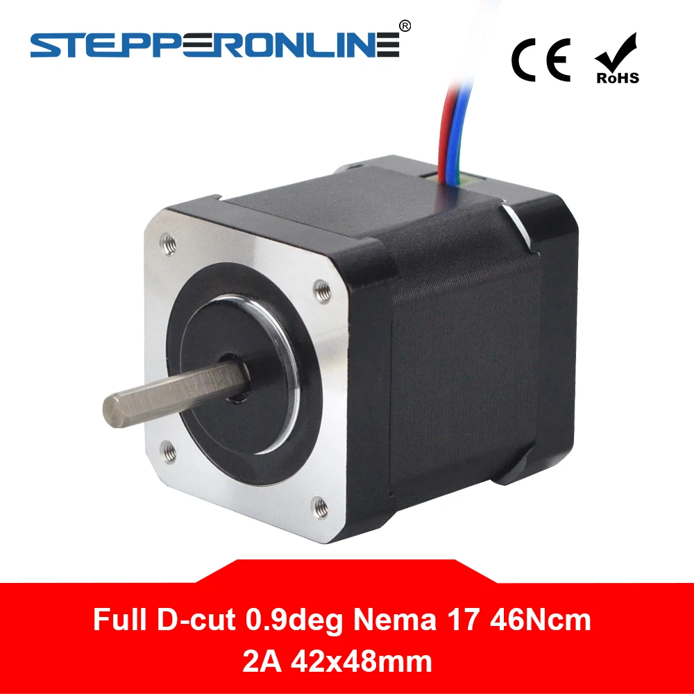 

NEW 0.9deg Nema 17 Stepper Motor 2A 42x48mm 46Ncm Full D-cut Shaft 4-lead Nema17 Stepper for DIY 3D Printer CNC Robot