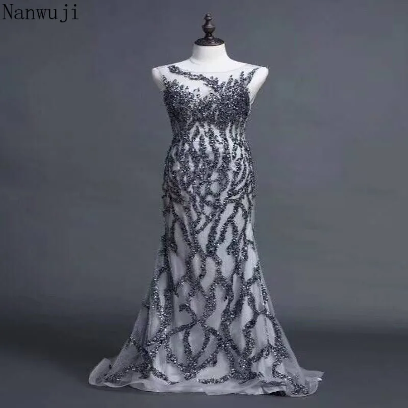 

Gorgeous Rhinestones Evening Dress 2018 Long Mermaid Slit Back Prom Gown Vestido De Festa