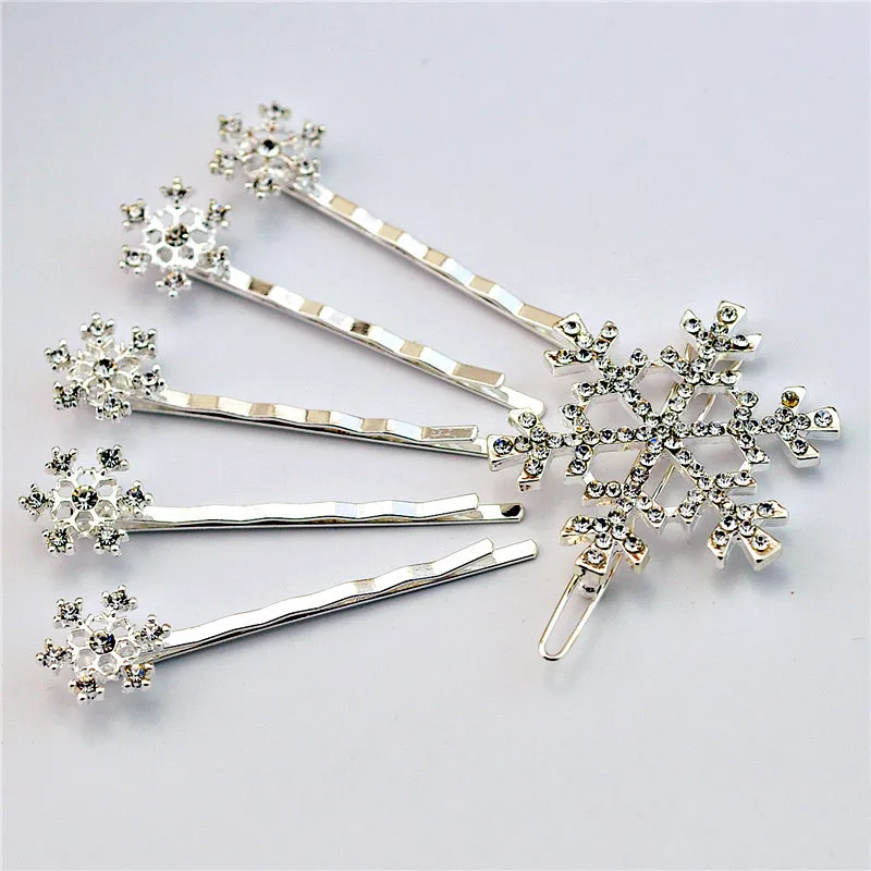 2017 Hot Sale snowflake Hairpin Cute Freezing Snow Cartoon Frozen hair clip one set accessory | Украшения и аксессуары