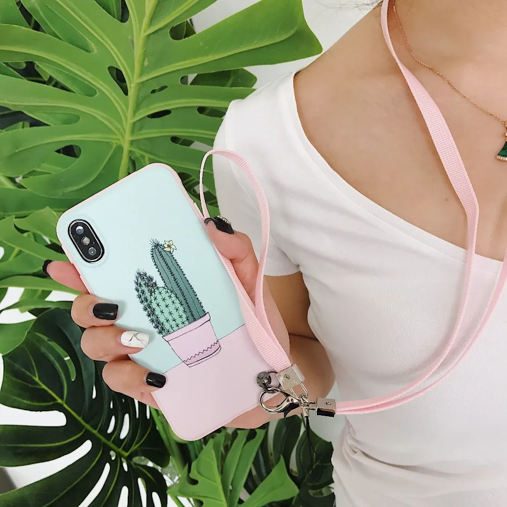 Hazy Beauty Для кейса iPhone X Роскошный кейс с крюком-петлей, украшенный силиконовыми мягкими чехлами с рисунком кактуса для iPhone 7 8 6s plus Обложка телефона оболочка на.