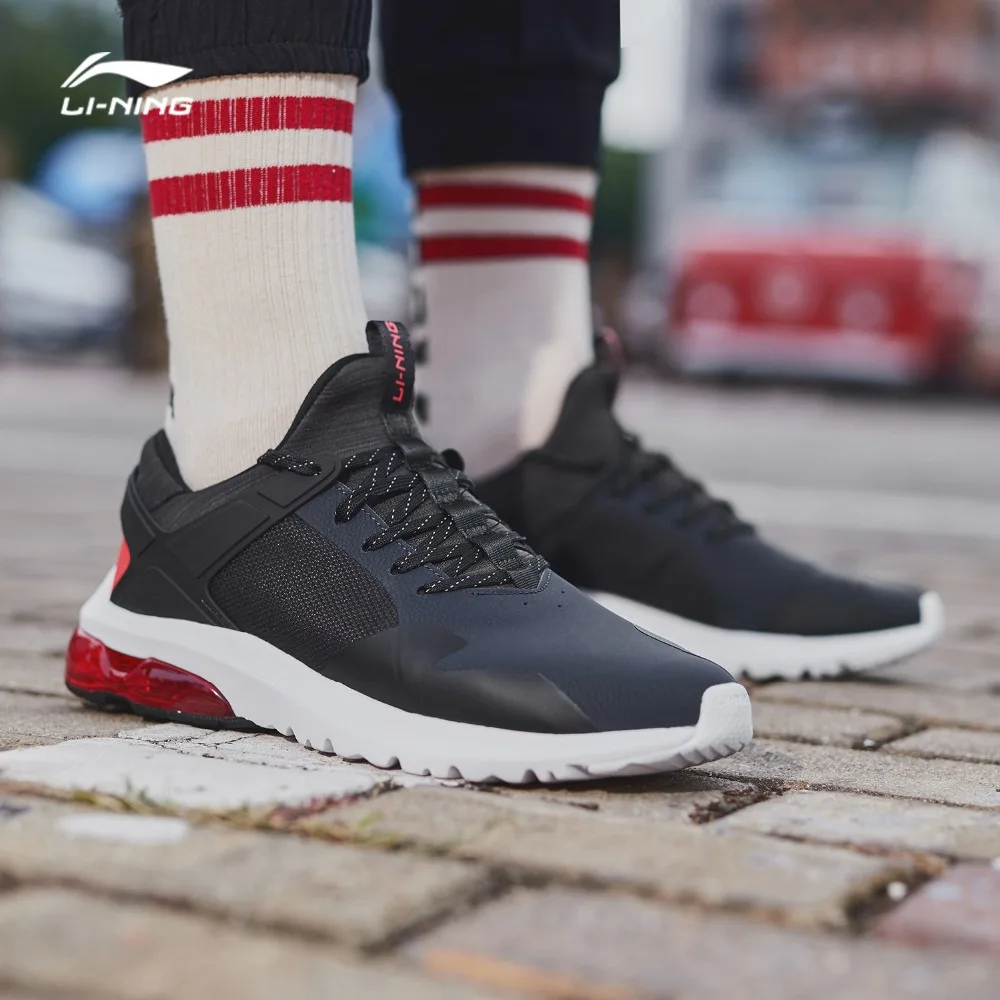 Li-Ning/мужская кожаная прогулочная обувь с подкладкой из легкой ткани удобная