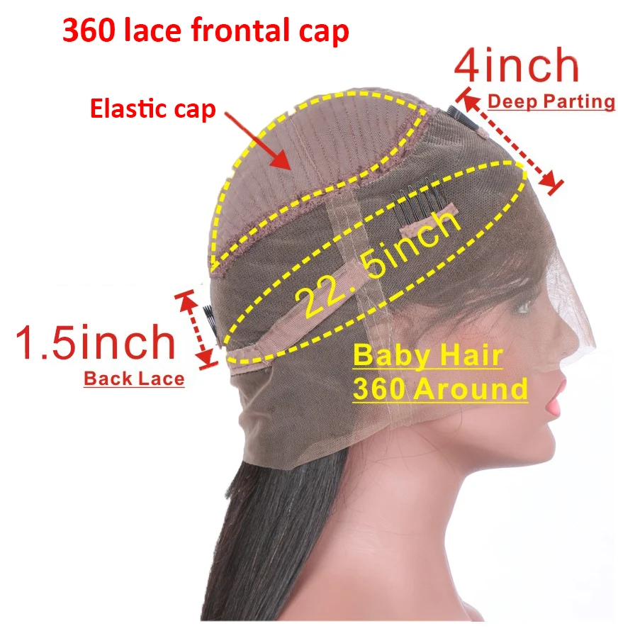 360 Lace Frontal Wig Прямые парики из натуральных волос на кружеве для черных женщин 360 кружевных фронтальных париков предварительно сорванные бразильские волосы remy 4x4 - Цвет волос: 360 Lace Frontal Wig