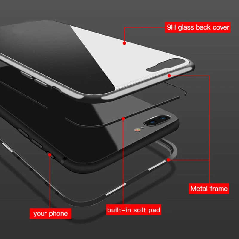Магнитные Металлические жесткий прозрачный чехол для iPhone X 8 7 6 6 S Plus XS MAX XR чехол для samsung Galaxy S9 S8 плюс S7 края примечание 9 Примечание 8