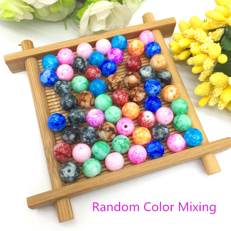 Random Color Mixing 6 8 10 12 мм стеклянные бусины Круглые бусины аксессуары для изготовления ювелирных изделий Браслеты Nacklace DIY - Цвет: Random Color Mixing