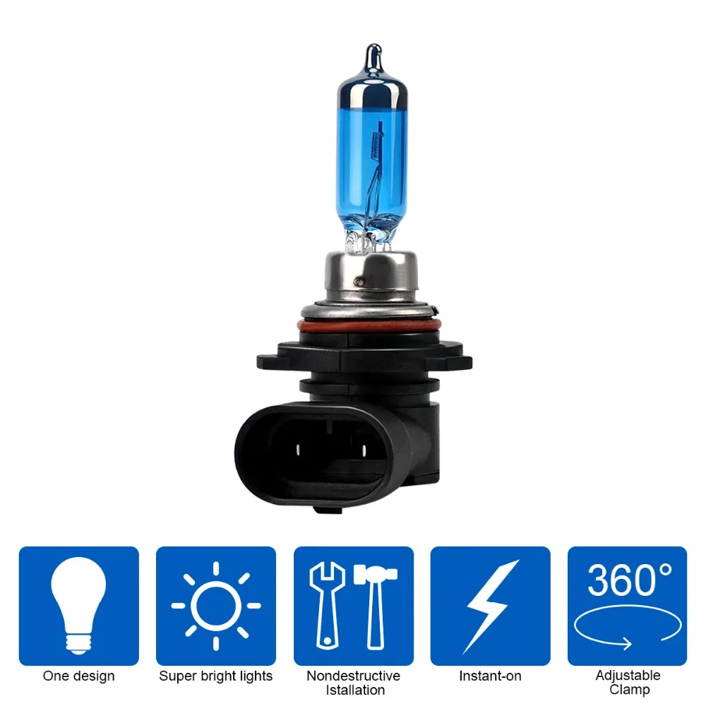 2pcs 12V 100W 9012 HIR2 4300K Super Bright Halogen Light White Headlight Bulb Auto Lamp Fog Lights Universal Car Styling | Автомобили и