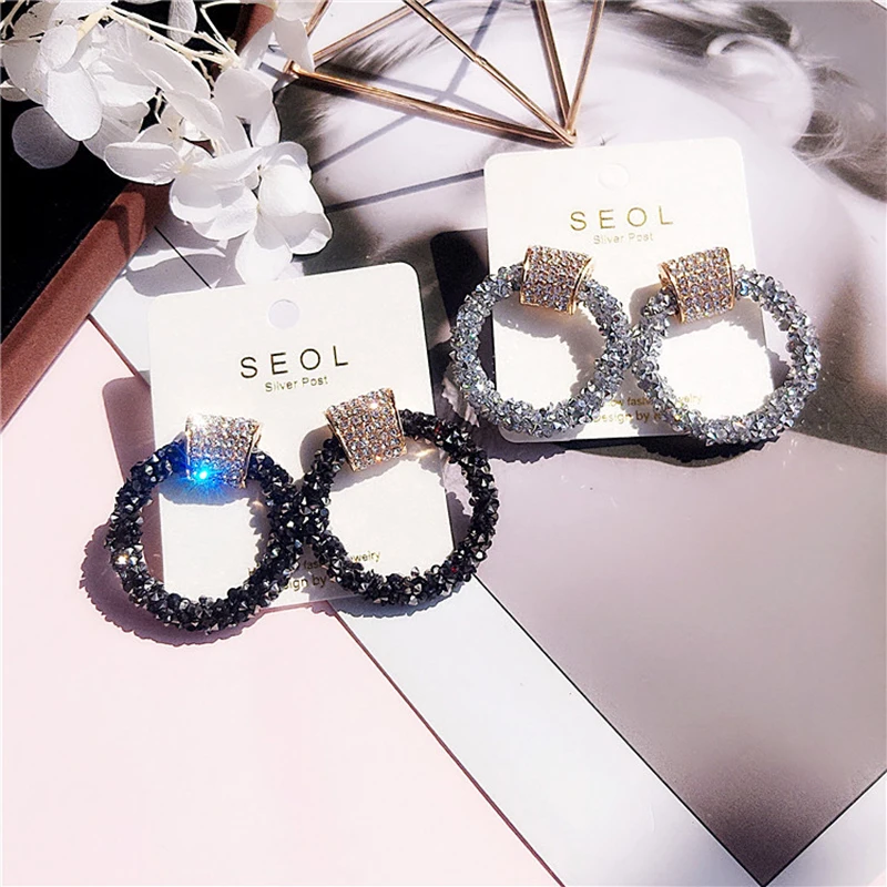 Высококачественные австрийские серьги с круглыми кубическими цирконами, украшенные блеском, простые и стильные, подходят для свадебных торжеств и модных вечеринок.