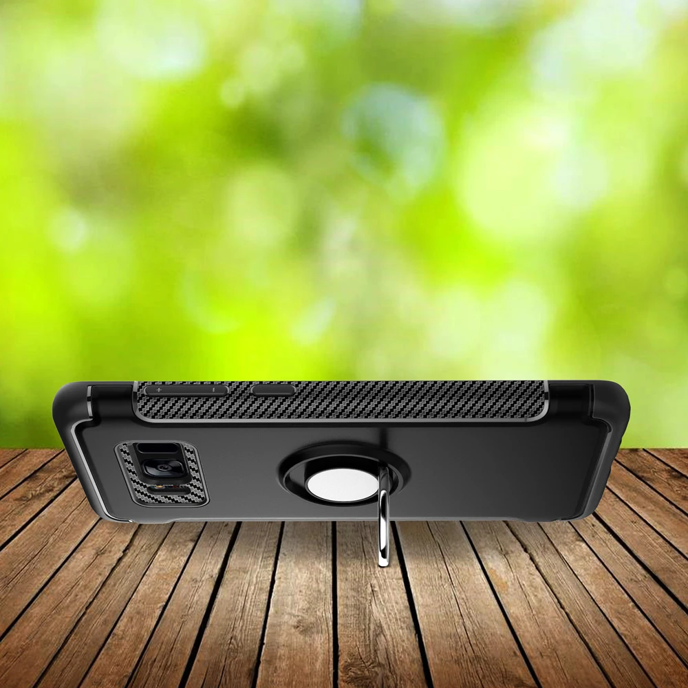 Для samsung Galaxy S8 плюс Чехол Жесткий ПК и ТПУ задняя крышка Kickstand палец кольцо
