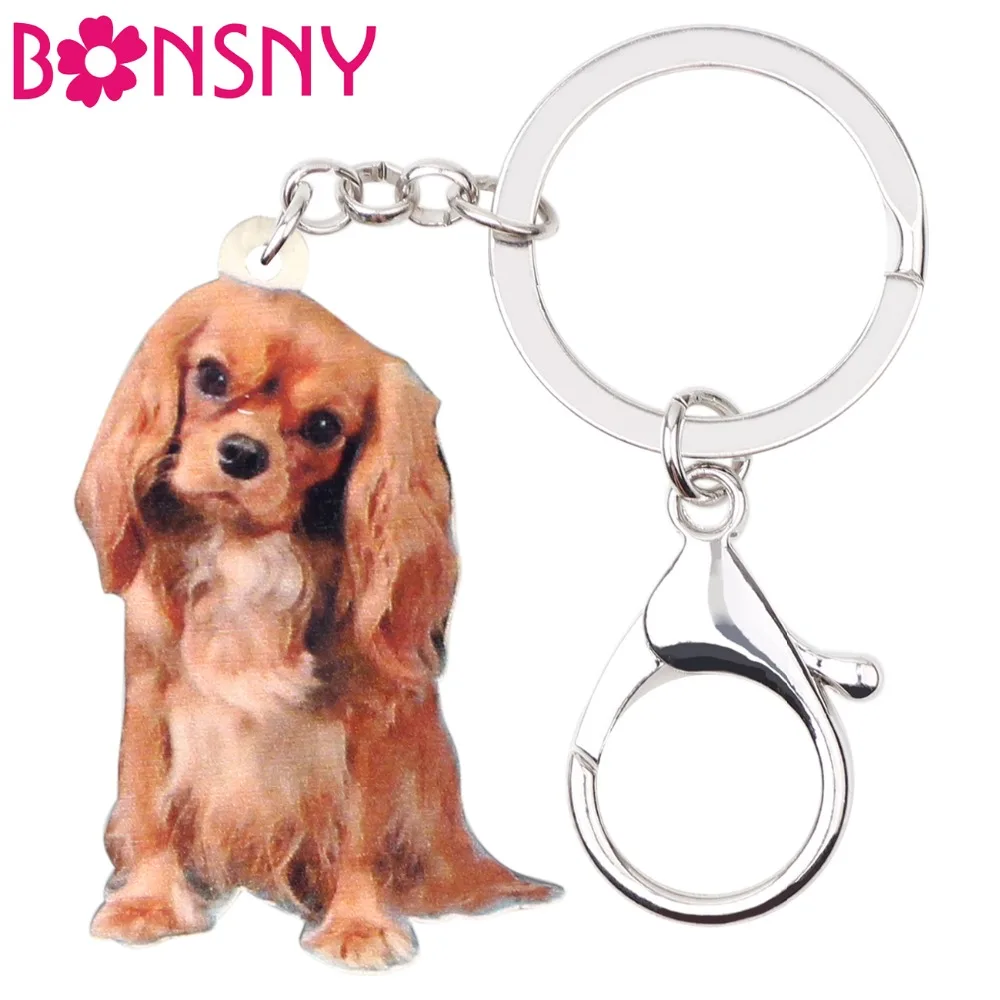 Брелки для ключей Bonsny акриловые брелки собак King Charles Spaniel кольцо симпатичное