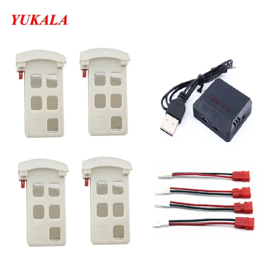 

3.7v 500mah Li-polymer battery *4+ 1 charger case for x5uw x5uc RC quadcopter white/red